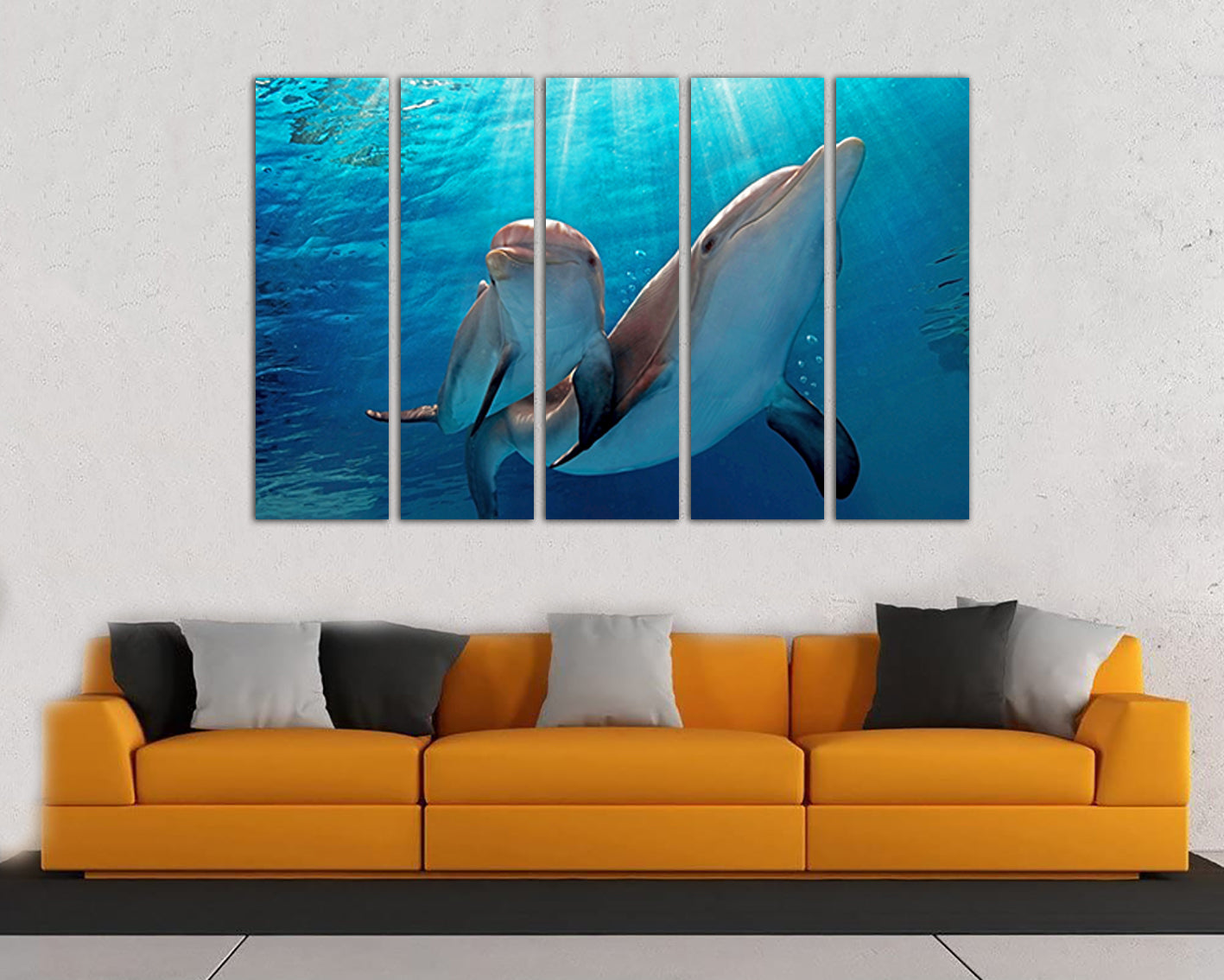 Dolphins Animal decor Sea life canvas Home decoration Ocean print Baby room wall art