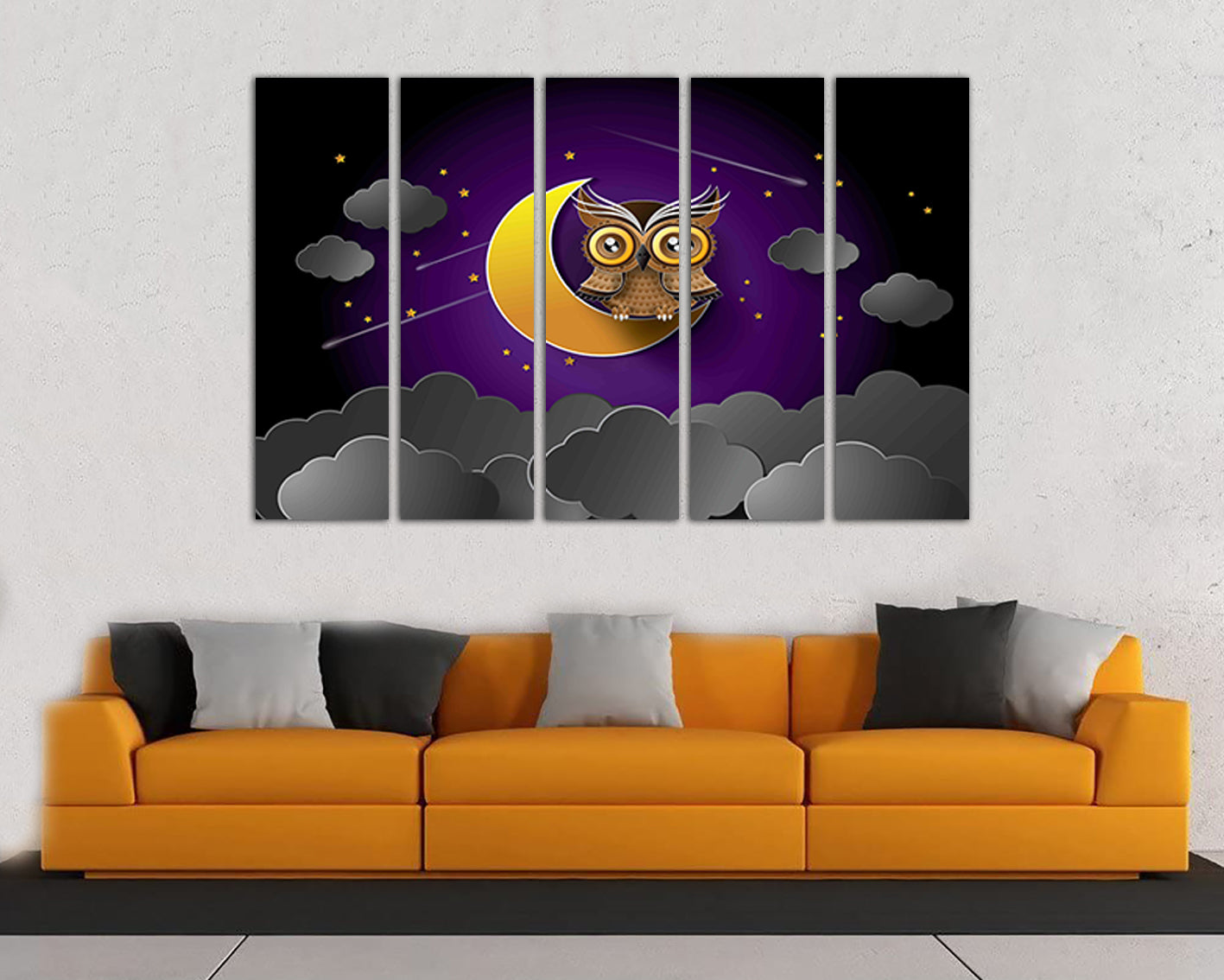 Owl baby print on canvas Kids wall decor Fantasy bedroom Baby gift