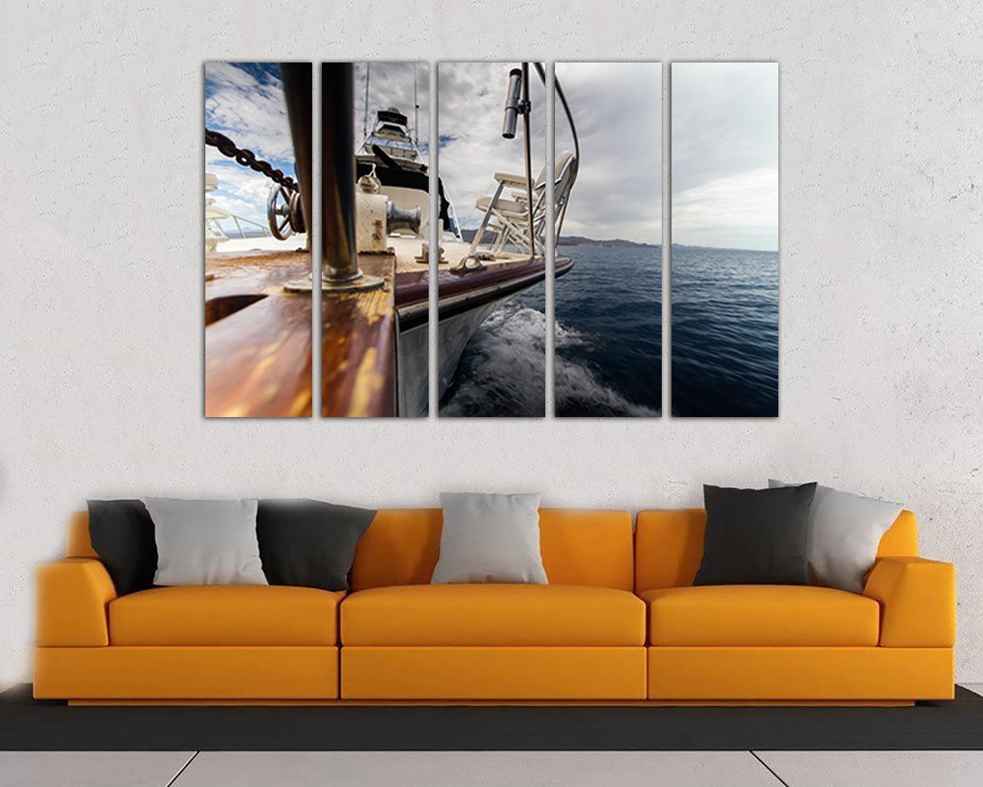 Print on canvas Yacht wall art Mechanism decor Ship print Travel gift Wave sea