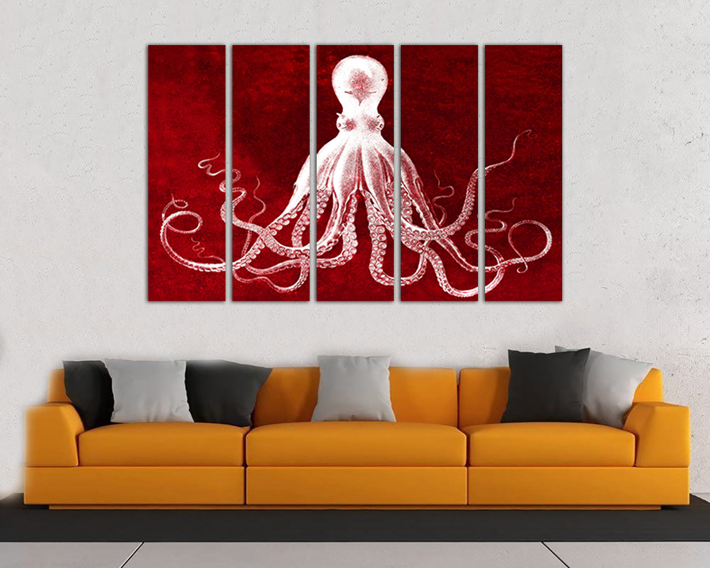Print on canvas Octopus Lord bodner squid Octopus wall art Octopus triptych Octopus décor Marine life art Bodner octopus Navy nautical animal