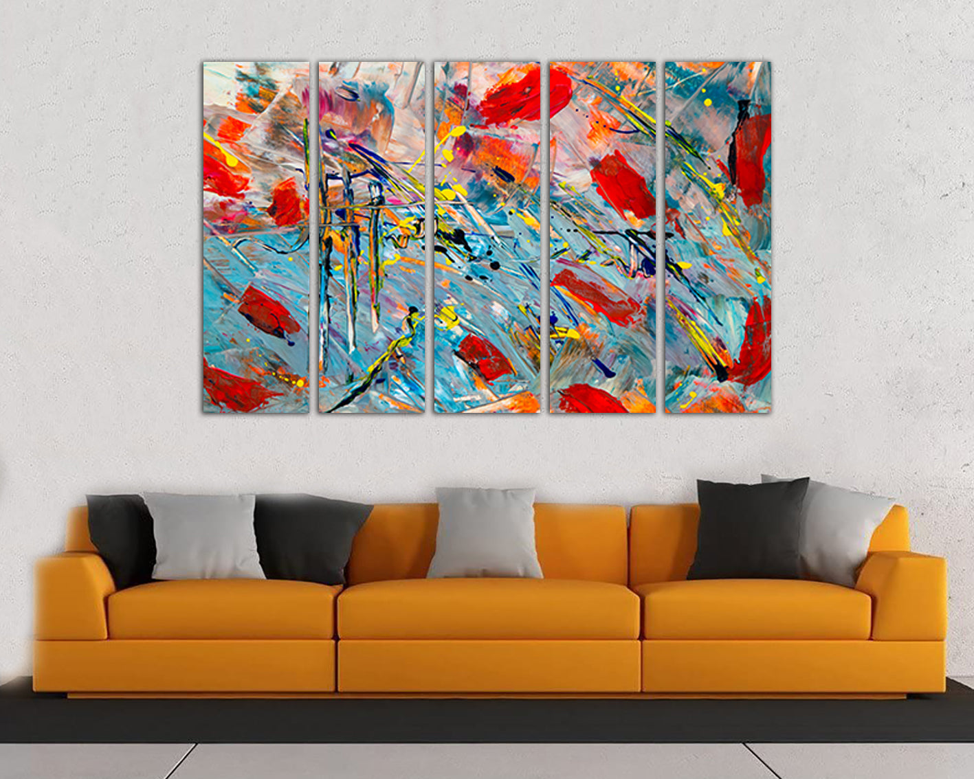 Abstraction canvas Wall art print Expressionism style Abstract painting Red decor Gift to artist