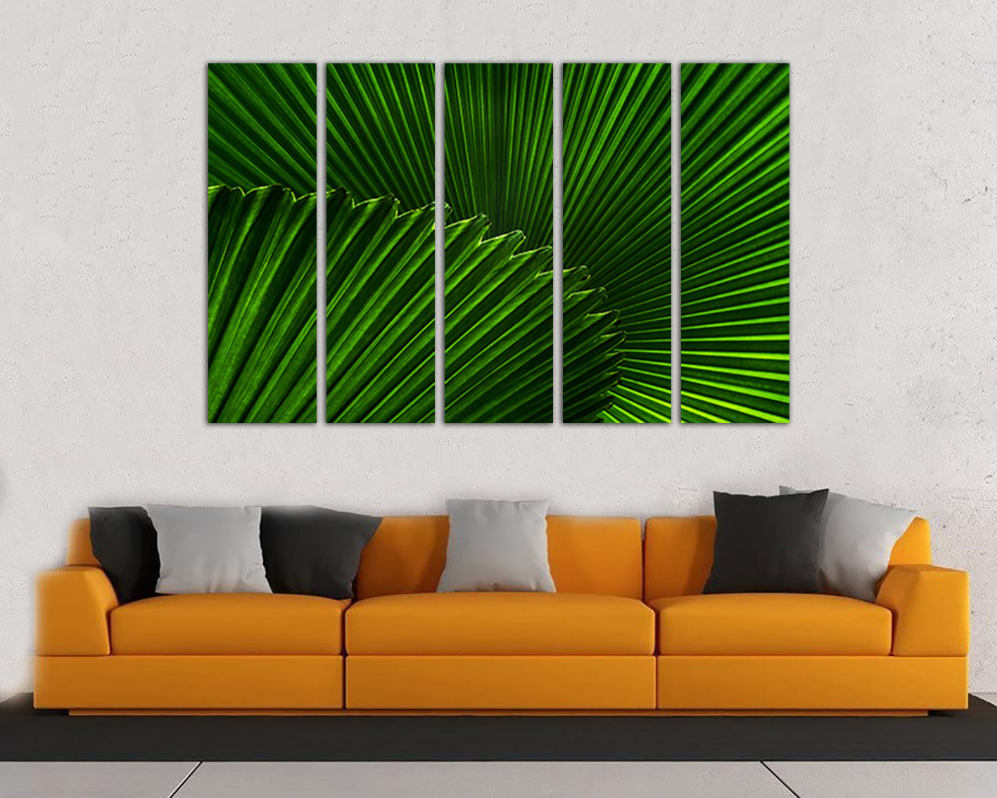 Palm leaf print on canvas Leaves décor Landscape art Nature Tropical artwork Macro Botanical photo