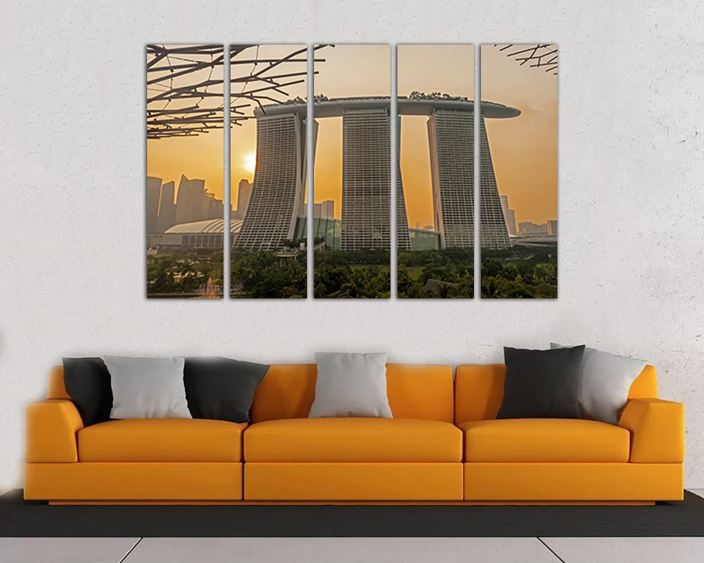Wall art canvas Singapore print Travel gift city Marina Bay Asia decor