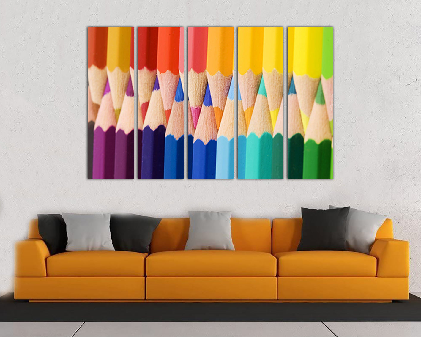 Color pencil canvas Rainbow decor Сolorful wall art Kids gift