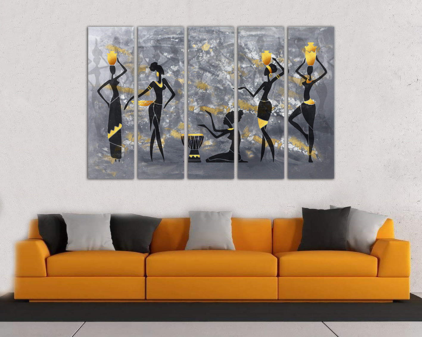 African dancing girl decor Black woman canvas Africa wall art works Ethnic print