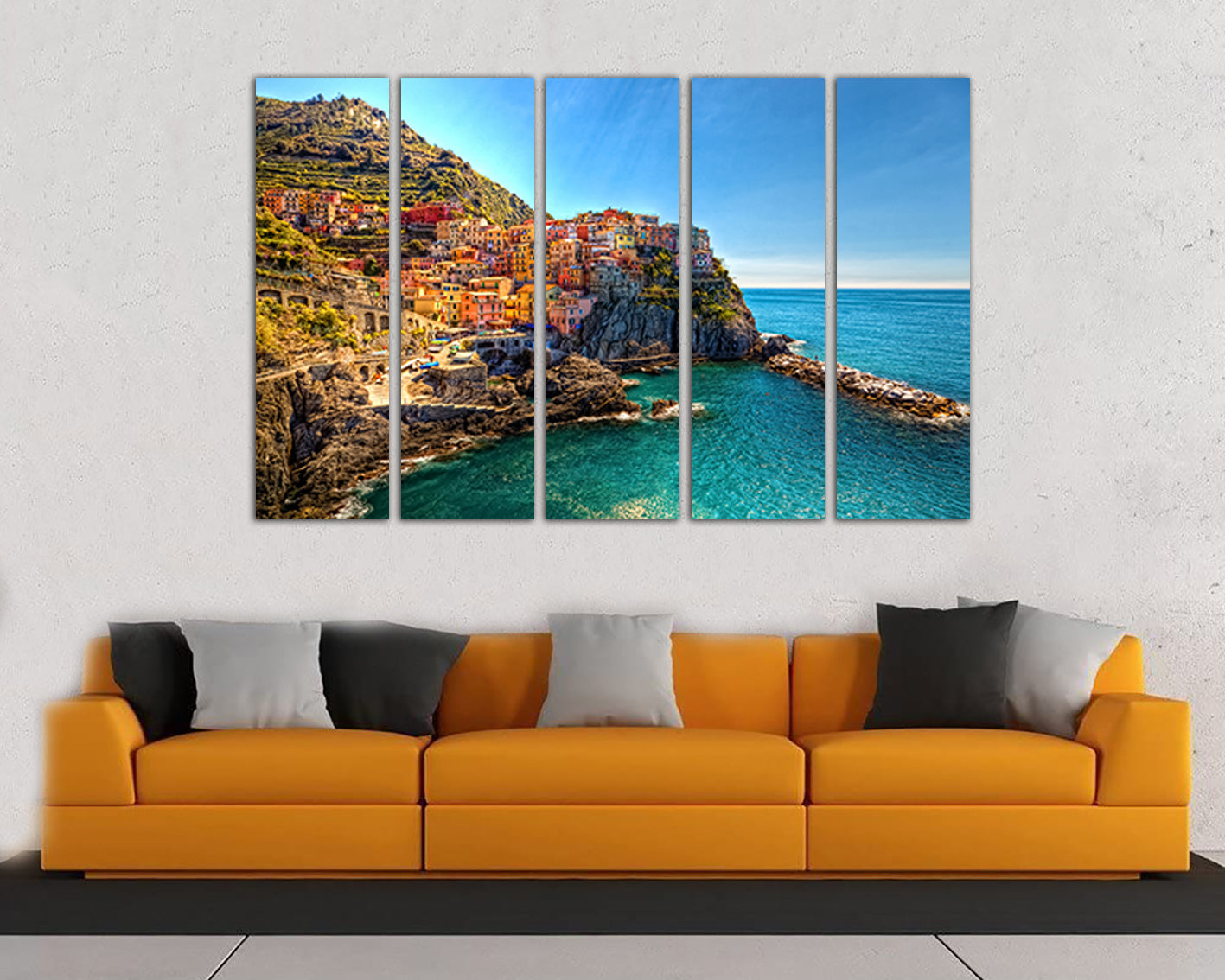 Coast Manarola canvas Italy wall art Cinque terre park Ocean travel print