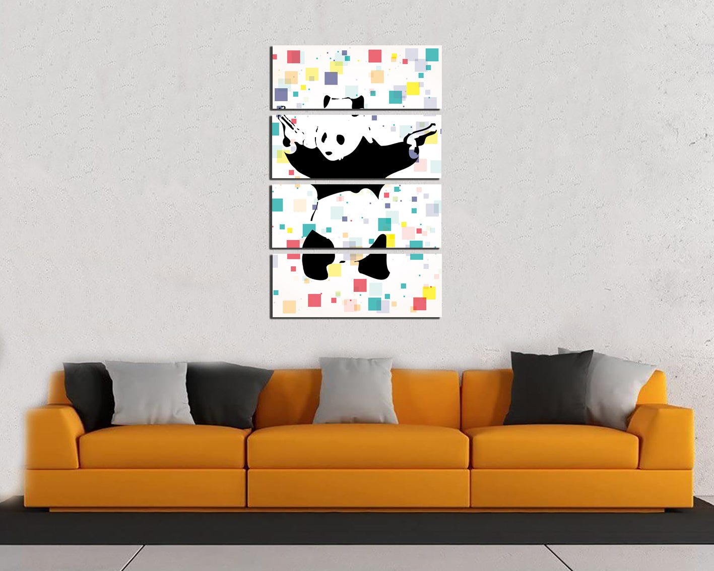 Panda with guns canvas Street art Shooting panda wall art gift Graffiti artwork Mural decor
