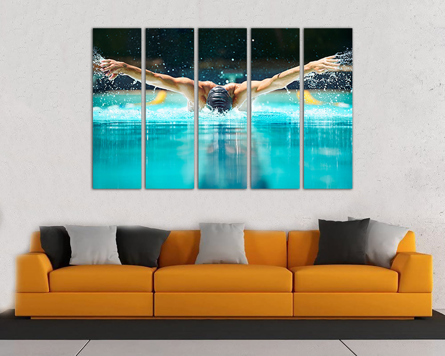Swimming canvas Sports decor Swimmer print Water art Butterfly ready to hang