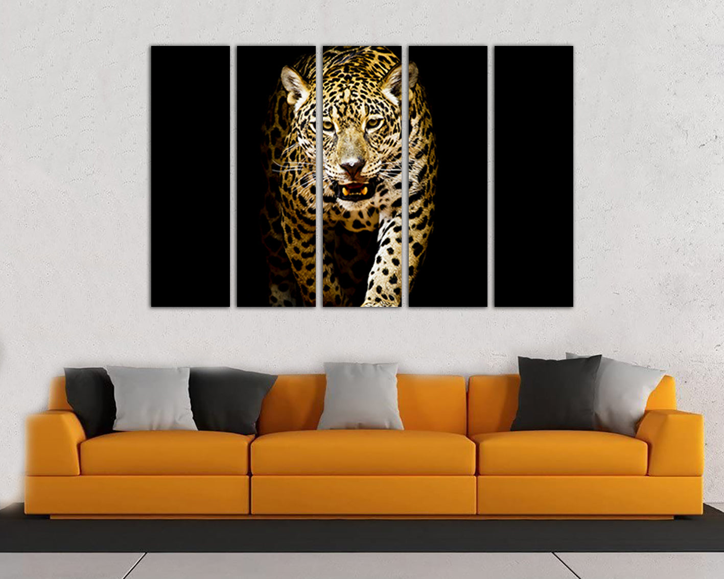 Leopard print art canvas set Animals décor Wild cat artwork
