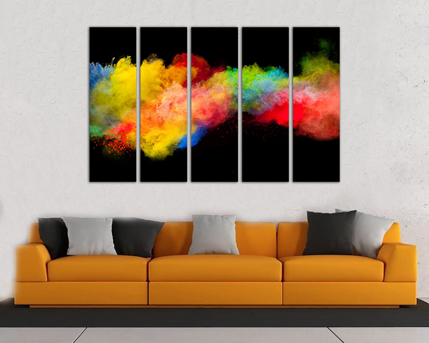 Abstract print on canvas rainbow abstraction from paints