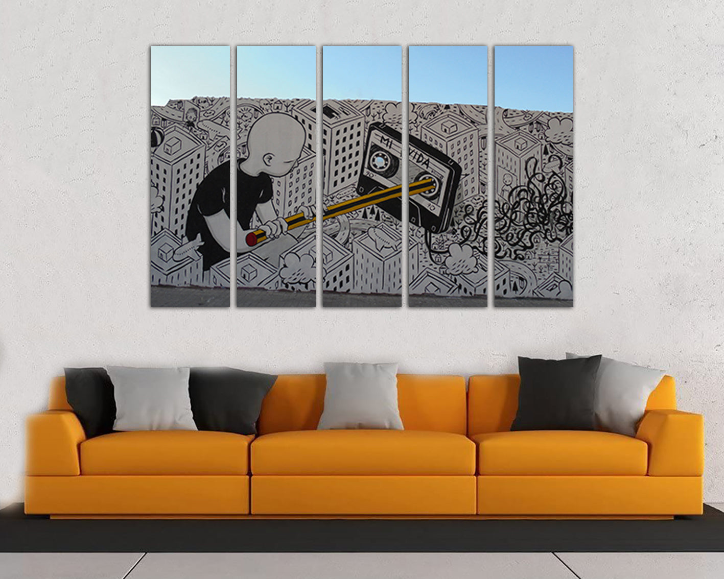 Cassette tape Wall art canvas art decor Graffiti print Music artwork Gift to musicia