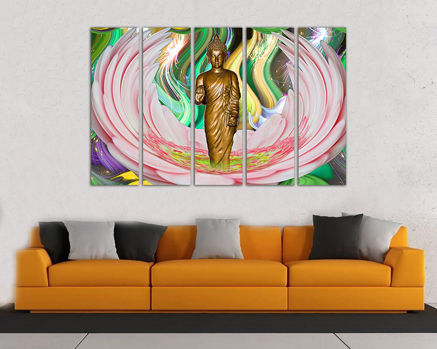 Buddha canvas Spiritual art Yoga Buddhism wall art Meditation decor Lotus flower print