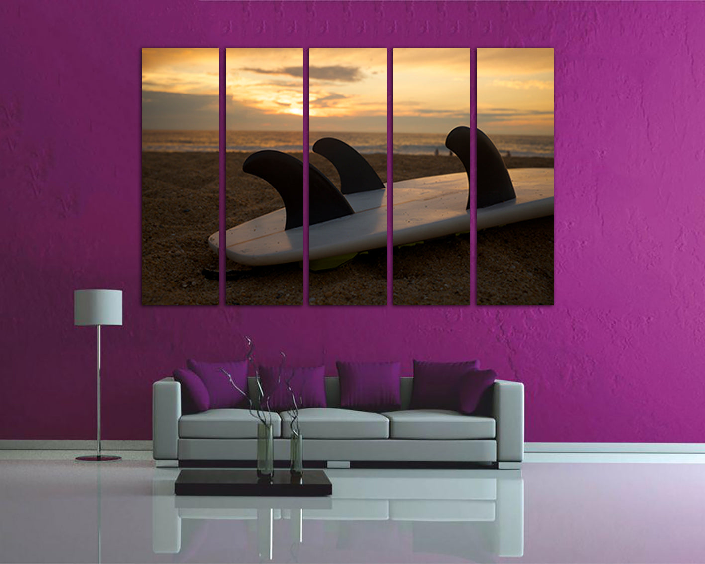 Surfboard Print on canvas Surfing decor Wave wall art sea beach sport
