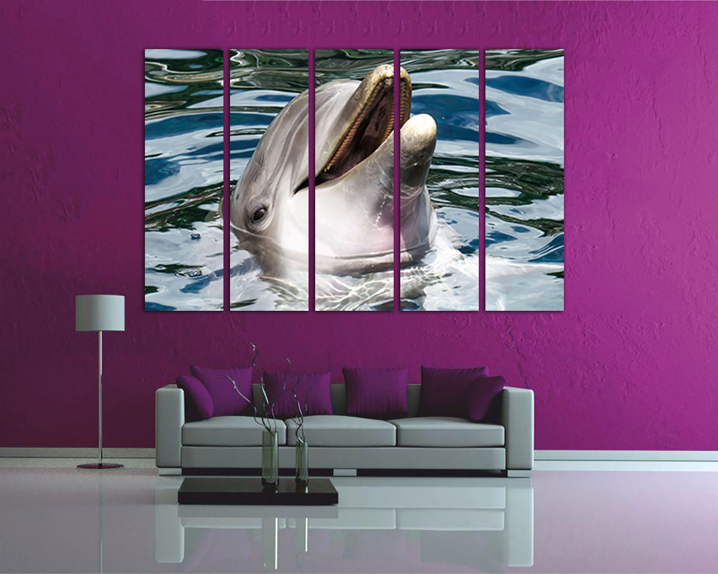 Dolphin Ocean wall art Nature canvas Animal décor Sea print
