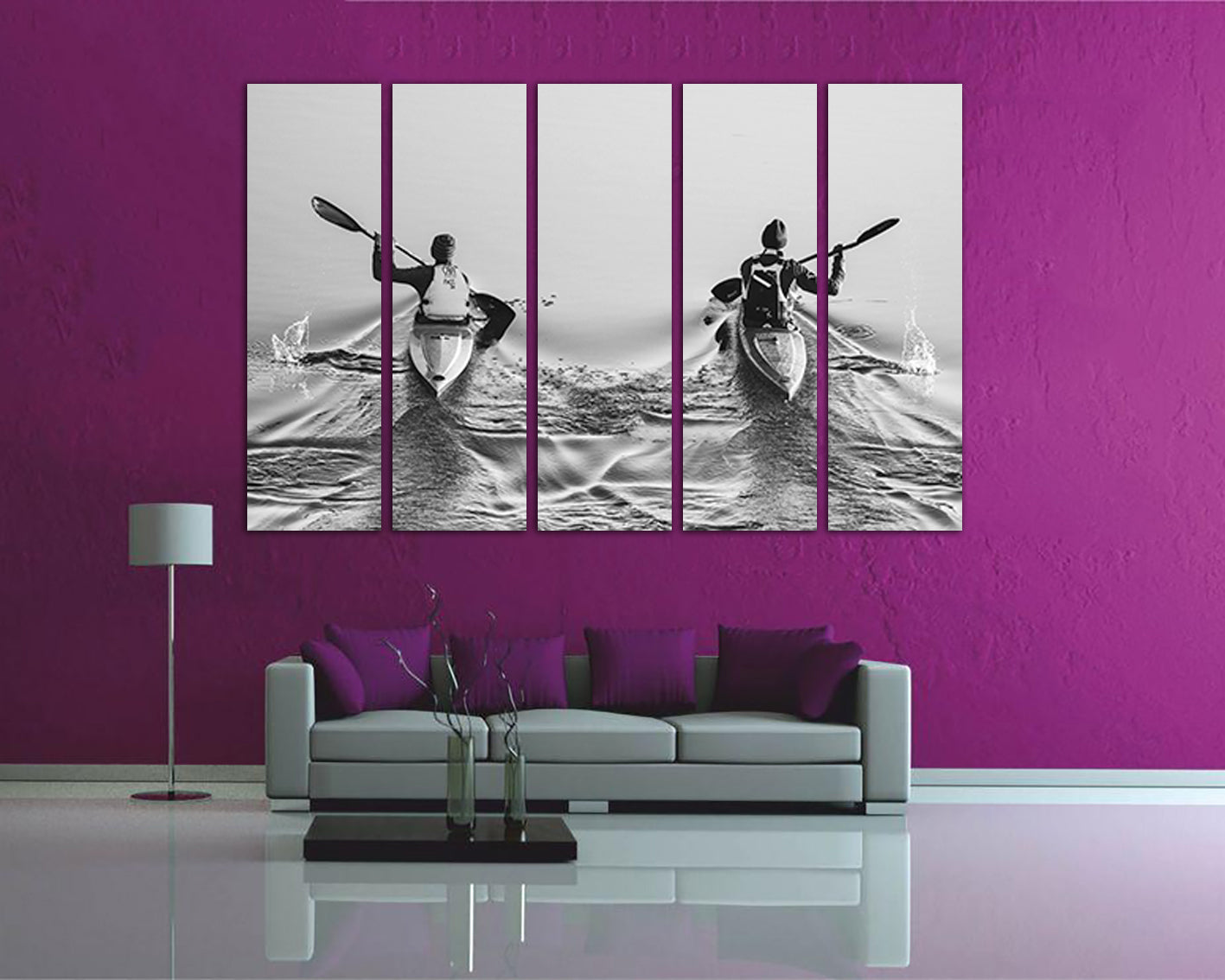 Rowing Wall art canvas Sports décor Canoe print Seascape décor Water artwork