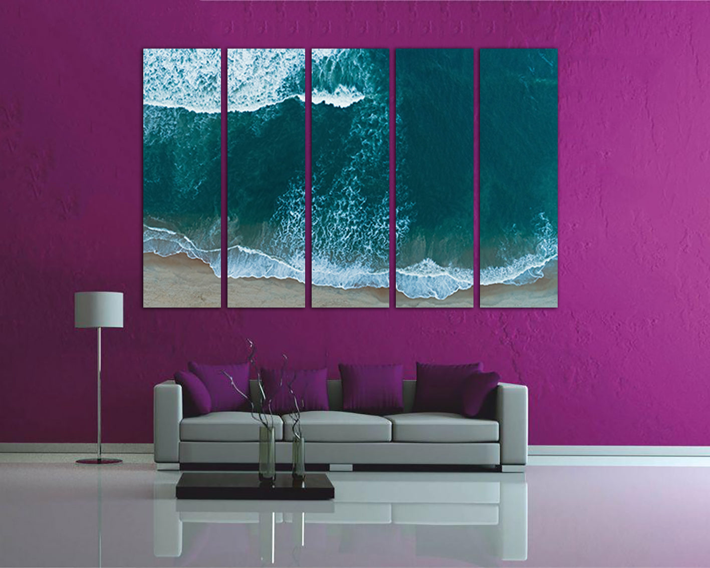Ocean waves canvas set Water coast Landscape art Beaches nature decor