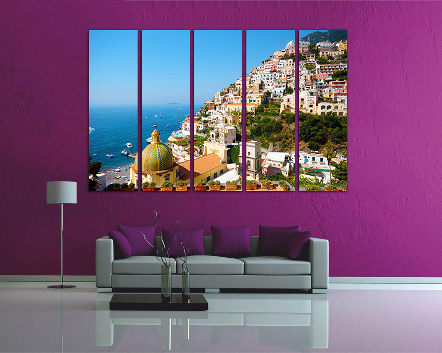 Amalfi coast canvas Positano décor Italy travel wall art Beach print ready to hang