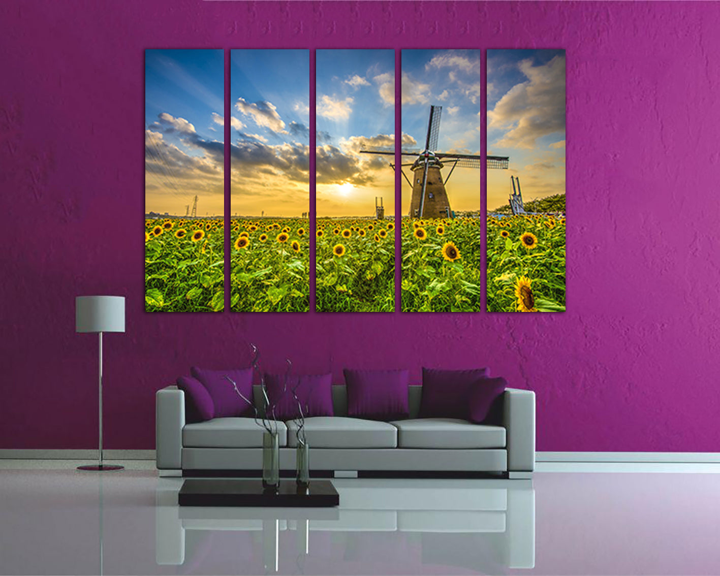 Sunflower canvas Floral wall decor Botanical print Flower nature art