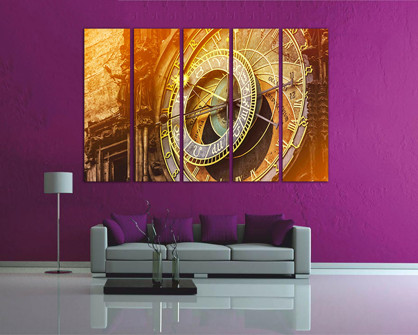 Print on canvas Astronomical clock Prague Czech art Mechanism decor