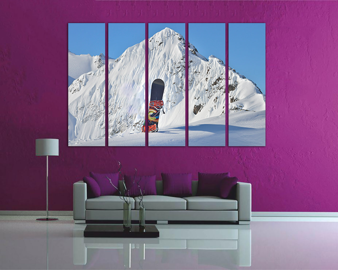 Snowboard print Wall art canvas Sports décor Snowboarding art Snow mountains
