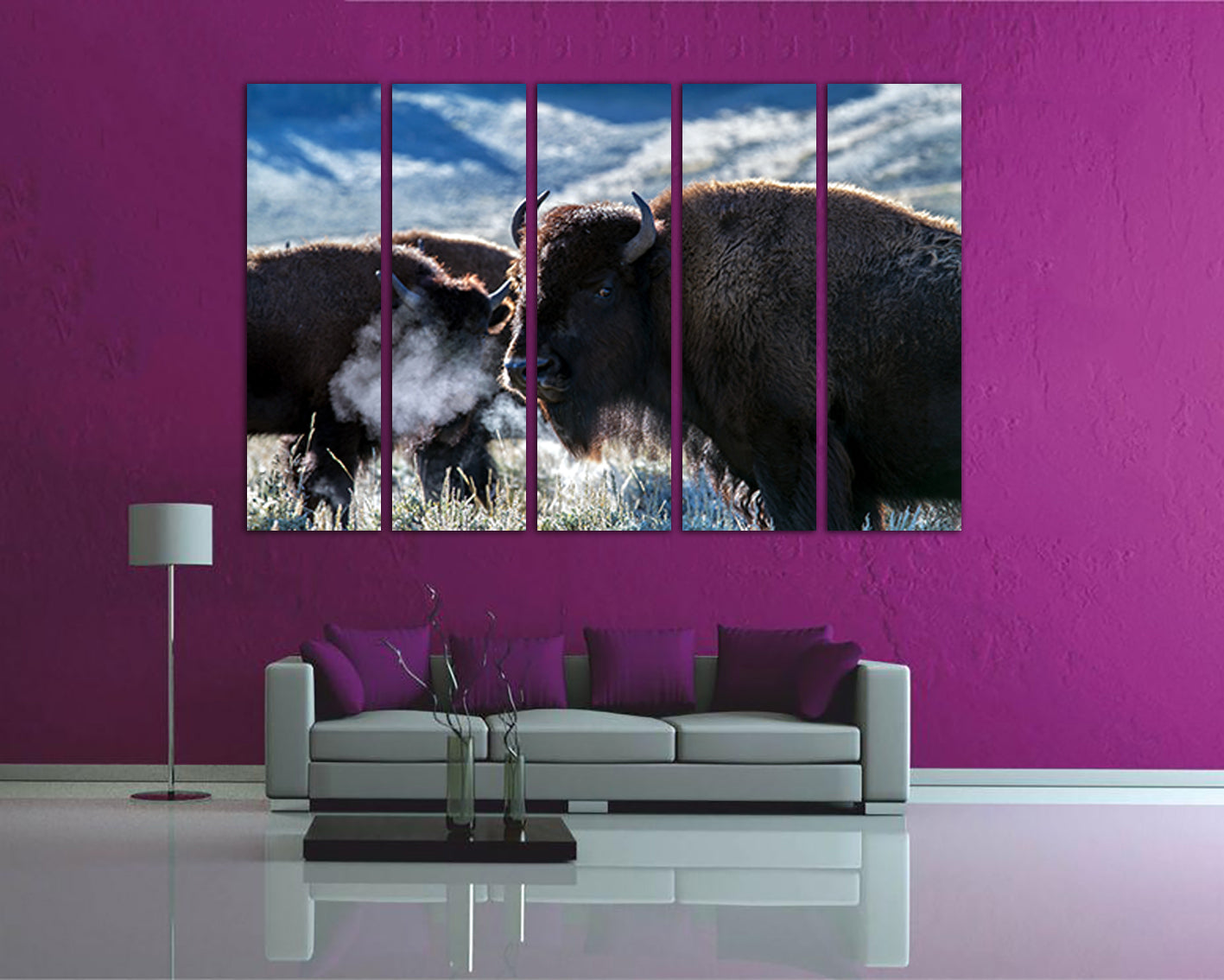 Buffalo canvas Animal decor Nature print American bison Ready to hang