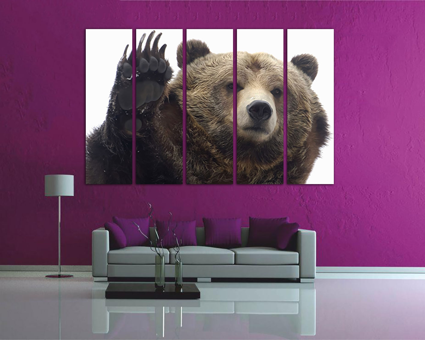 Bear canvas set Forest Animals art Grizzly wall decor Wildlife artwork Ready to hang print
