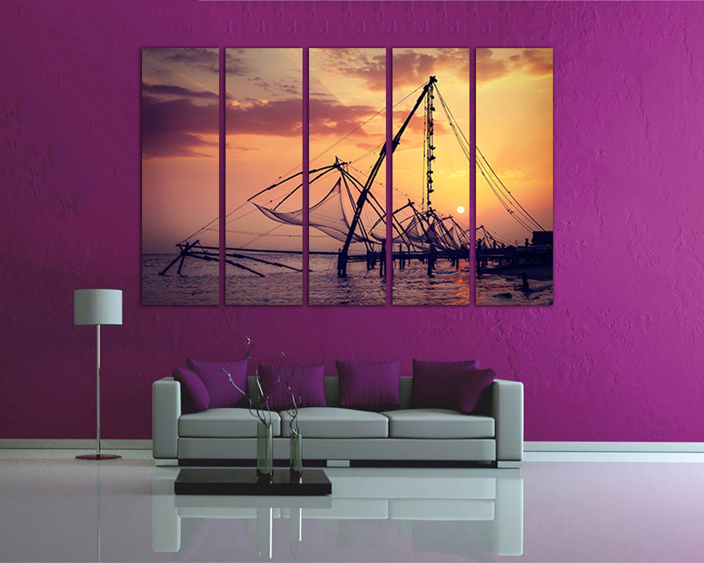 Fishing nets canvas Fisherman gift Sea fishing Ocean art works Fishing gear Seascape