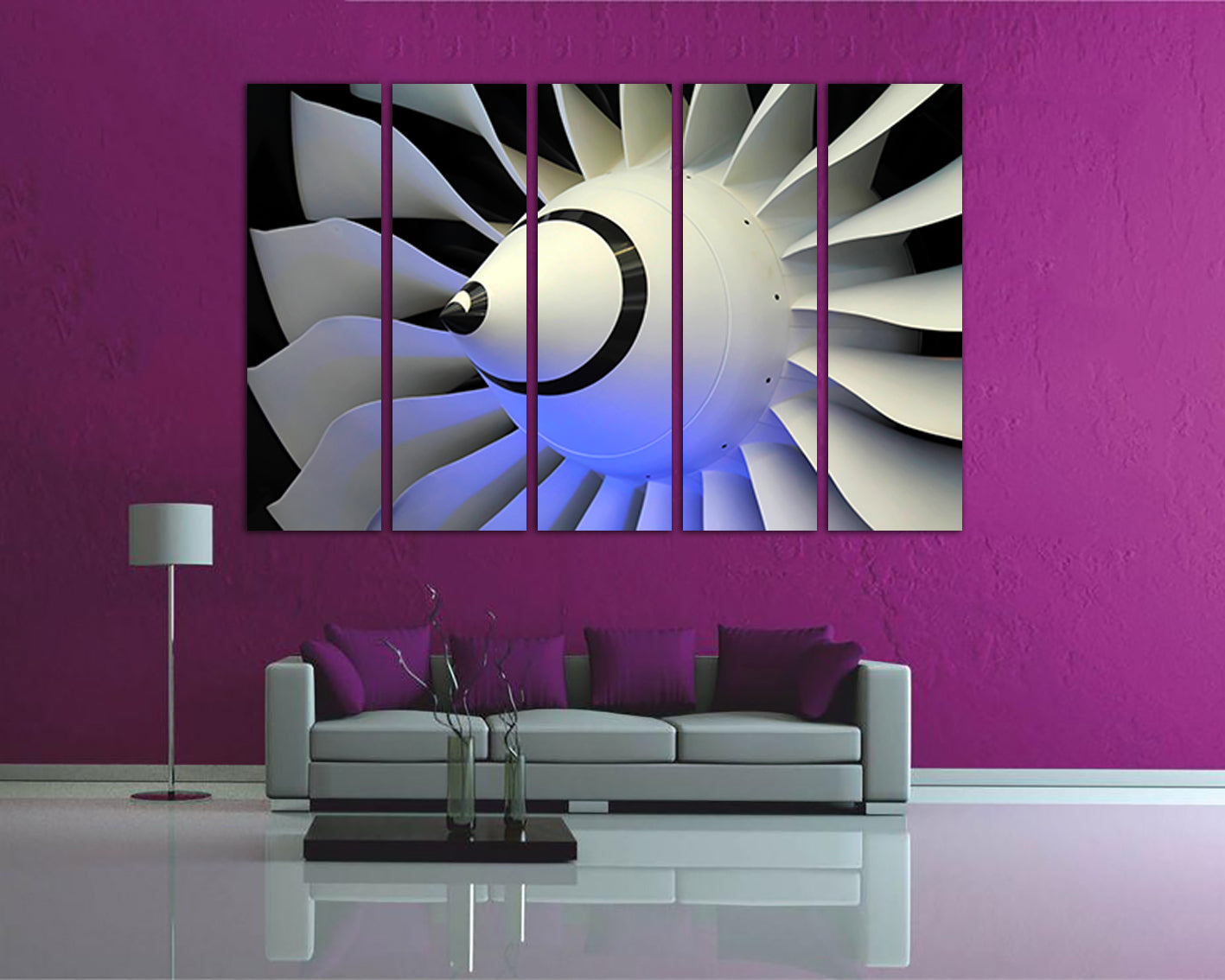 Aircraft turbine canvas mechanism engine Aviation print