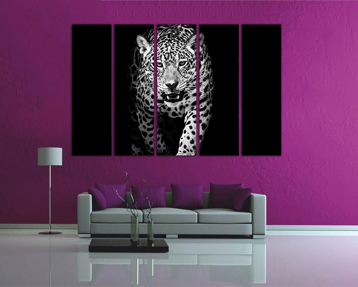 Leopard print art canvas set Animals décor Wild cat artwork