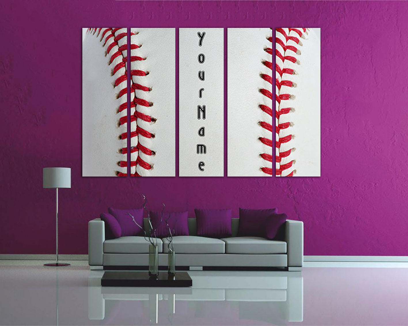 Baseball name sign Boy room canvas Nursery art Ball wall print Sport décor Custom name kids Personalized name