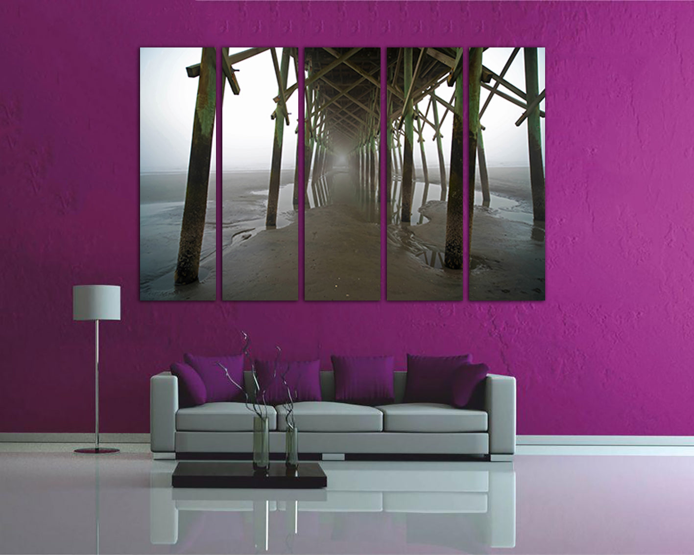 Under the pier Carolina beach canvas Ocean print nature décor Seascape