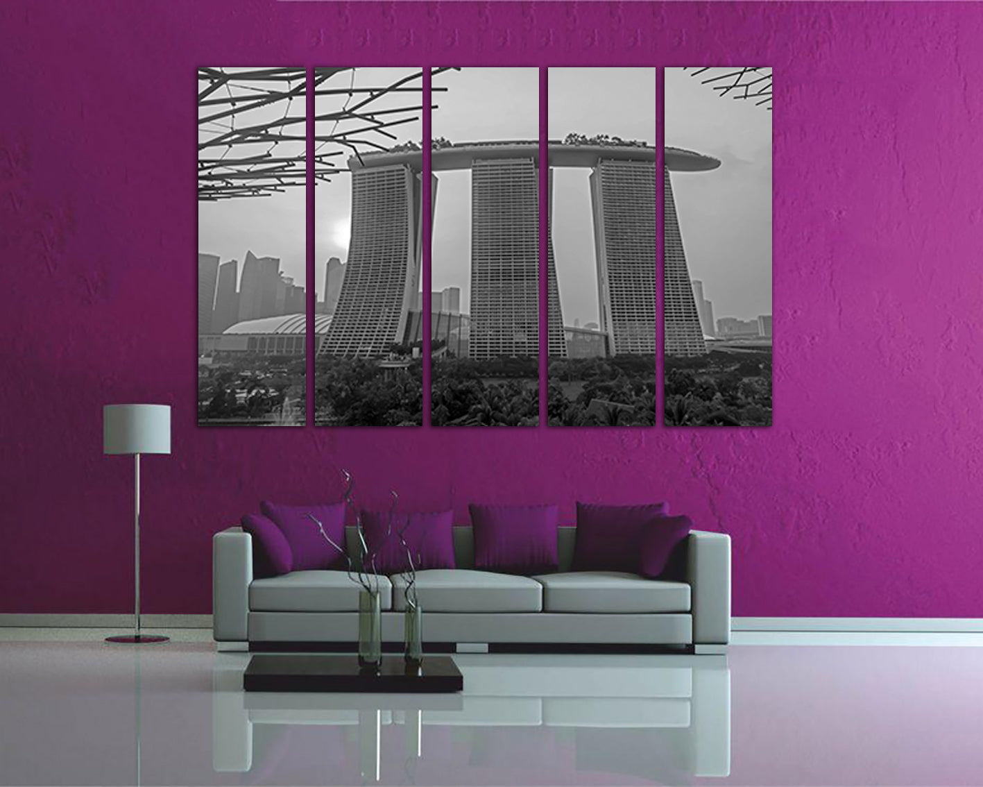 Wall art canvas Singapore print Travel gift city Marina Bay Asia decor