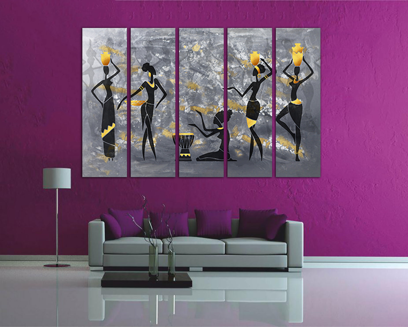 African dancing girl decor Black woman canvas Africa wall art works Ethnic print