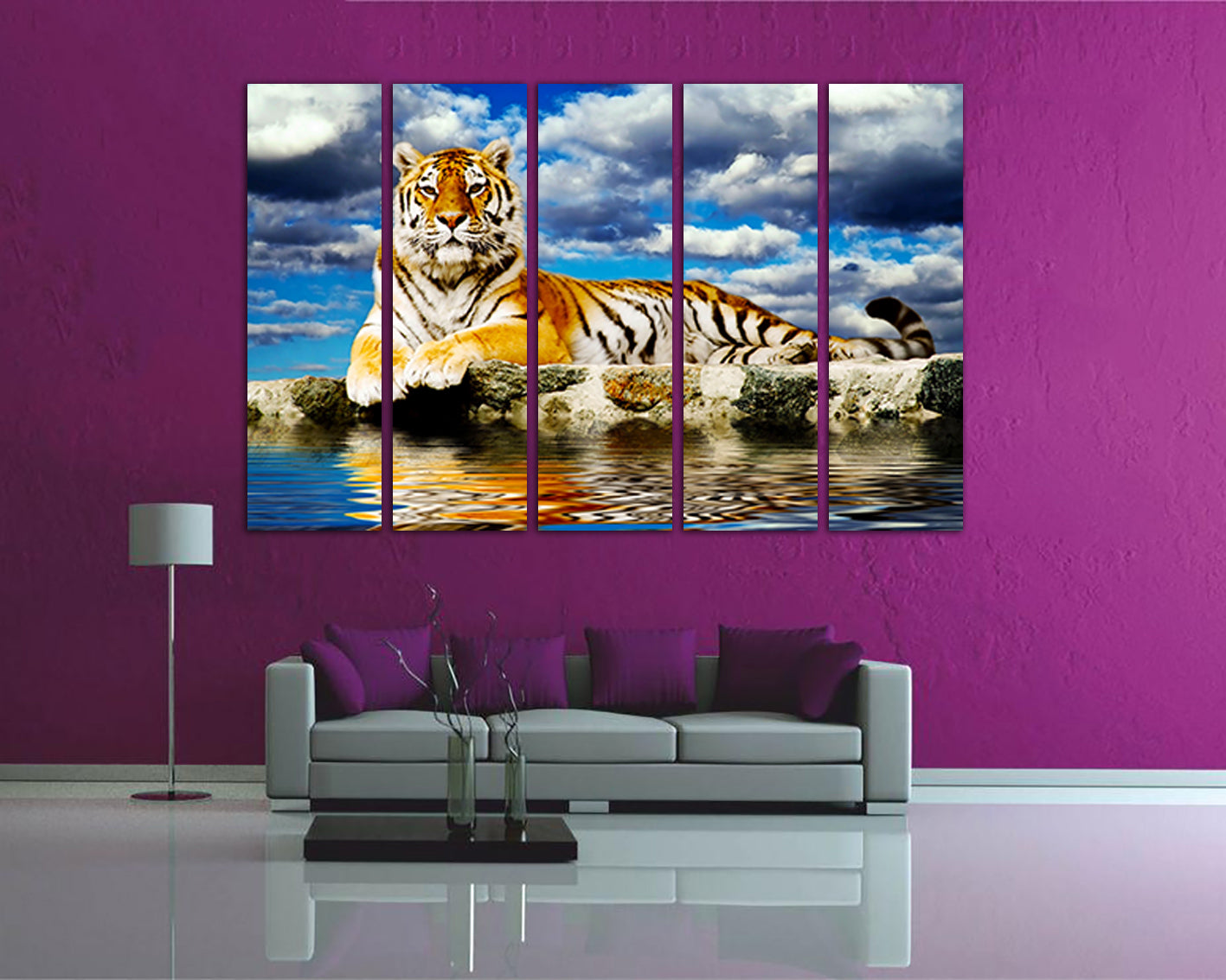 Tiger canvas set Animals decor Gift for his Wild life wall art Ready to hang