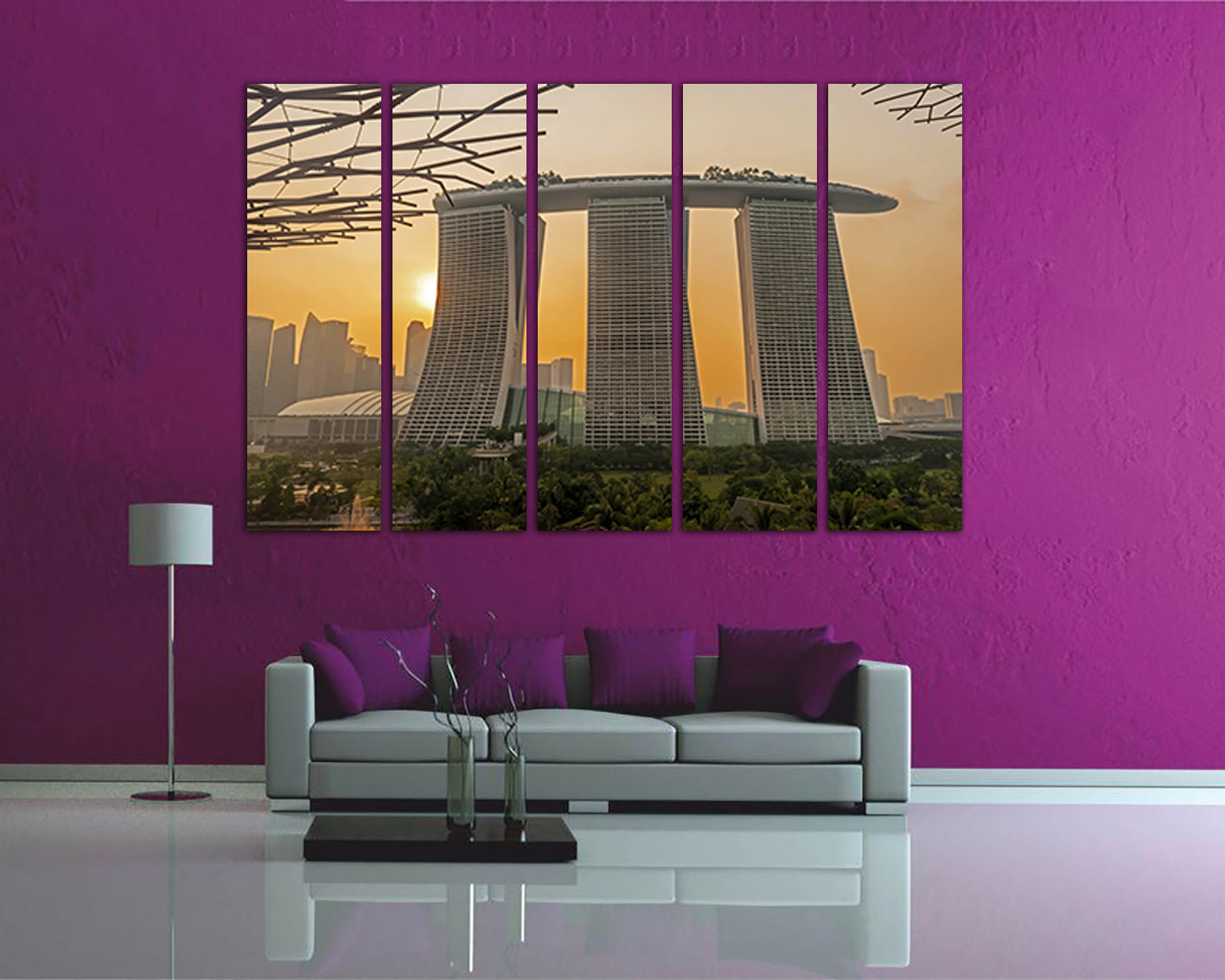Wall art canvas Singapore print Travel gift city Marina Bay Asia decor