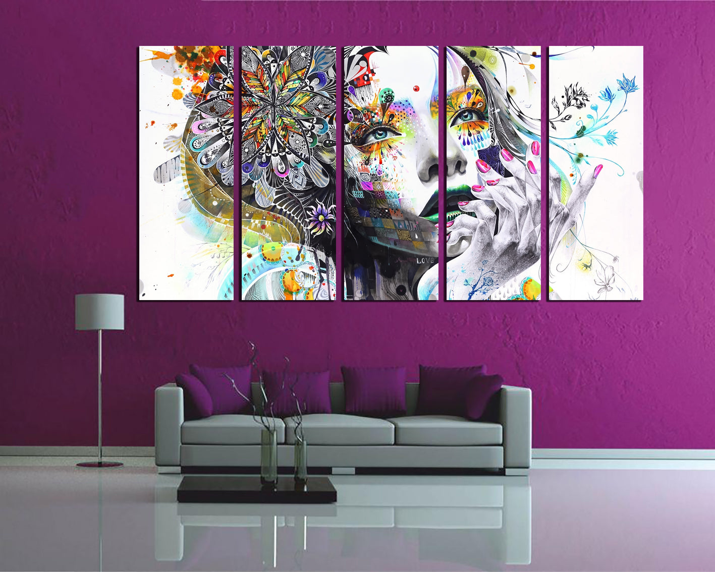 Painting face girl dreams painting print on canvas Abstraction art works