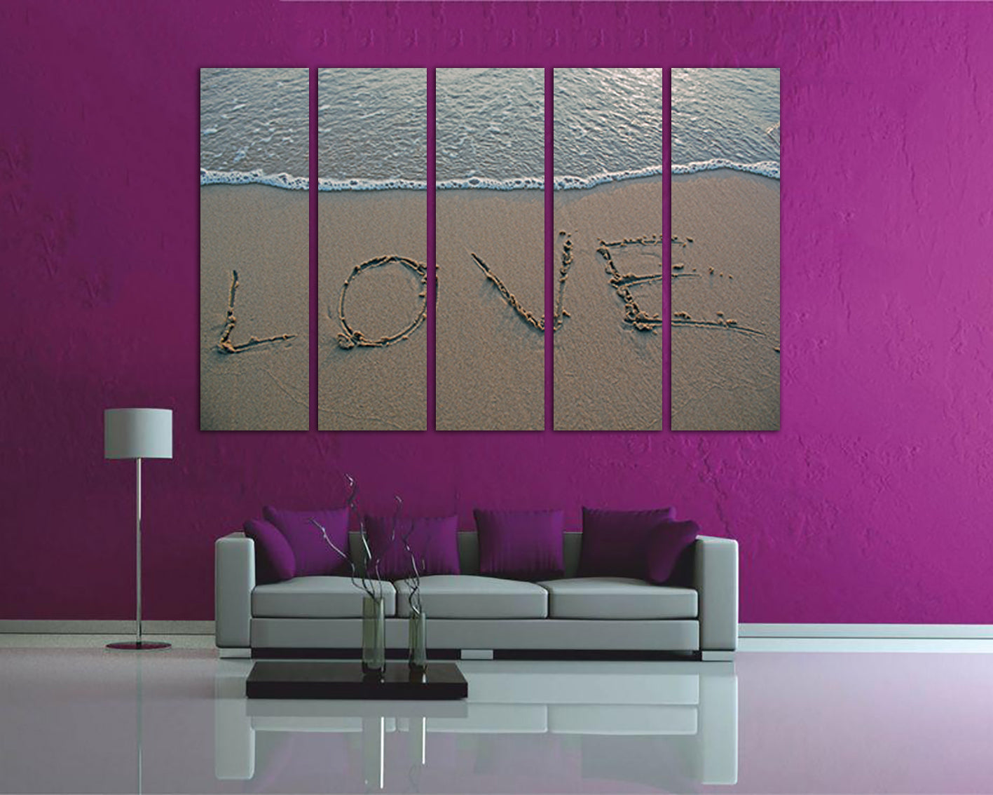 Beach canvas Love wall art Landscape décor Nature artwork Ocean Seascape print Gift for her