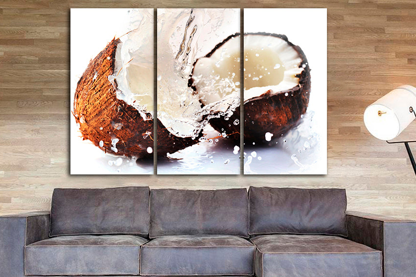 Coconut canvas Fruit milk print Kitchen wall decor Ready to hang