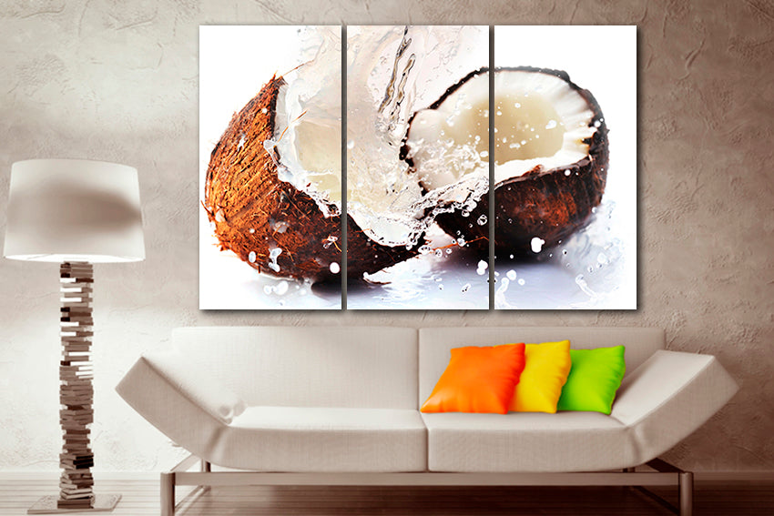 Coconut canvas Fruit milk print Kitchen wall decor Ready to hang