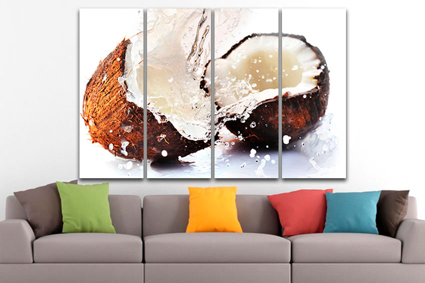 Coconut canvas Fruit milk print Kitchen wall decor Ready to hang