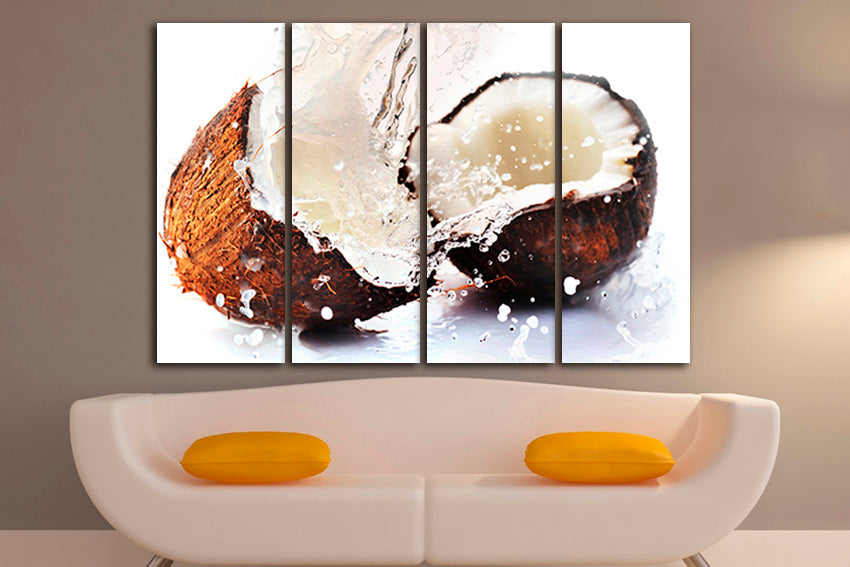 Coconut canvas Fruit milk print Kitchen wall decor Ready to hang