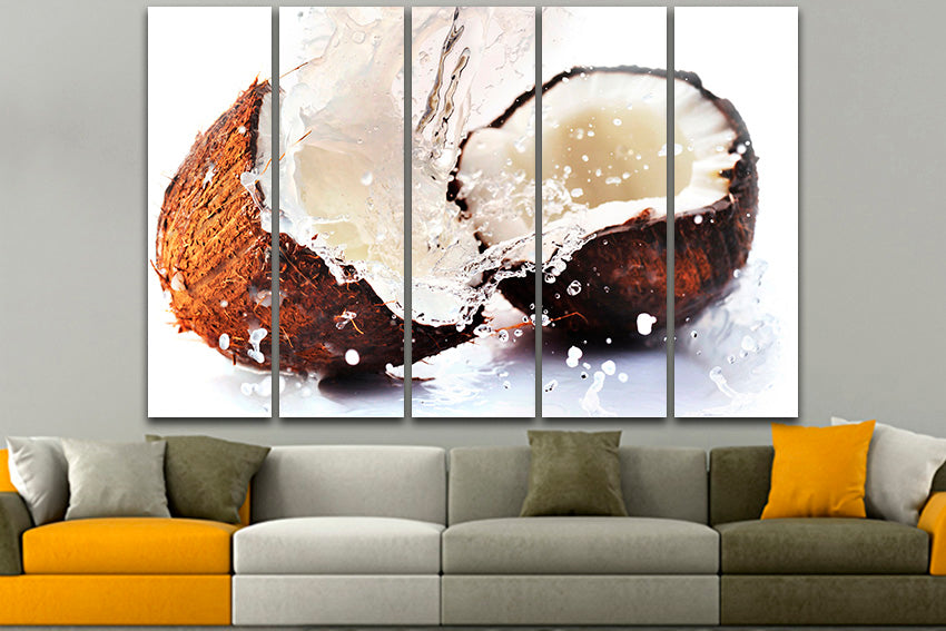Coconut canvas Fruit milk print Kitchen wall decor Ready to hang