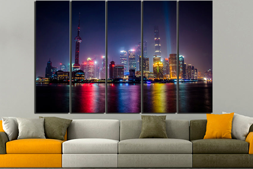 Shanghai city canvas China urban wall art Wall hangings travel decor