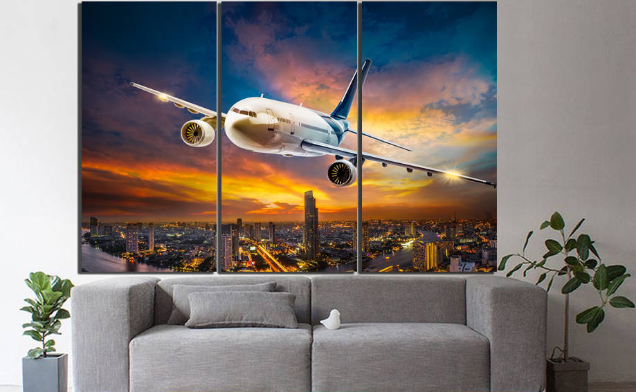 Airplane canvas Aviation home décor Aircraft air print mechanism wall art