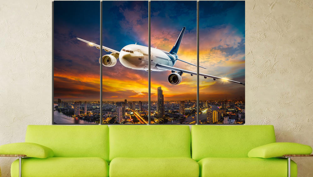 Airplane canvas Aviation home décor Aircraft air print mechanism wall art