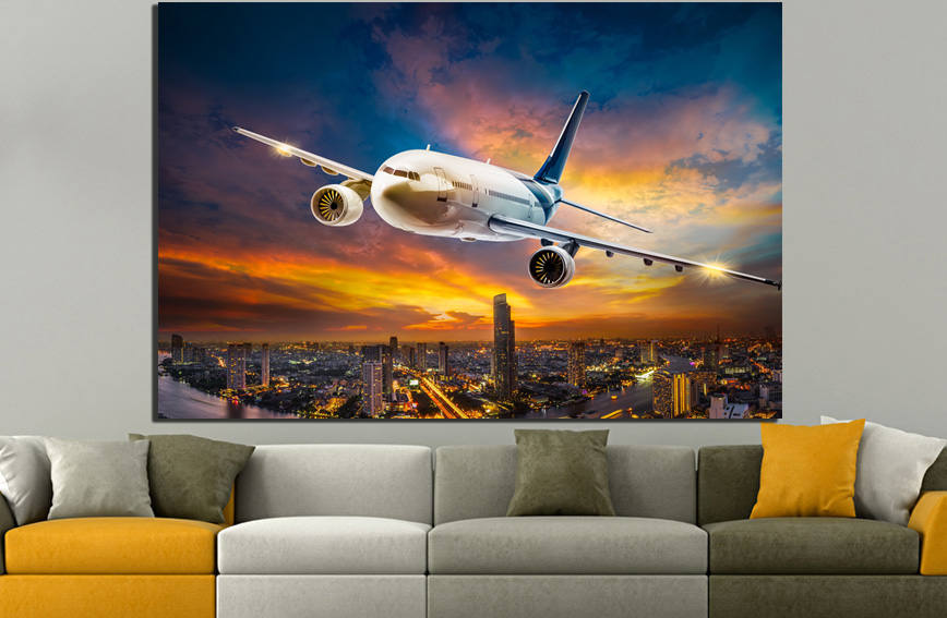 Airplane canvas Aviation home décor Aircraft air print mechanism wall art