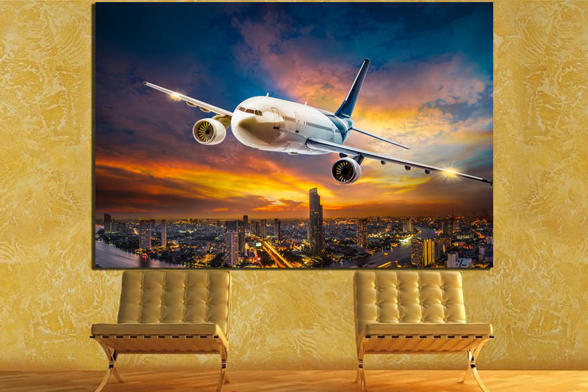 Airplane canvas Aviation home décor Aircraft air print mechanism wall art