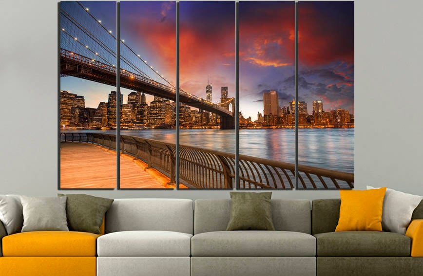 New York city canvas Bridge décor travel print