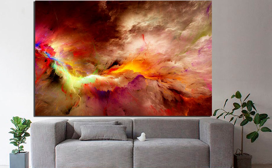 Watercolor print Abstraction canvas Multicolor wall art Multicolor decor Gift for her