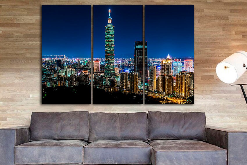 Taiwan City canvas Taipei Skyscrapers travel wall art decor